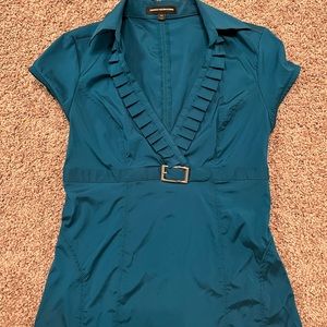 Express Teal Vneck Collared blouse! Brand New Condition!